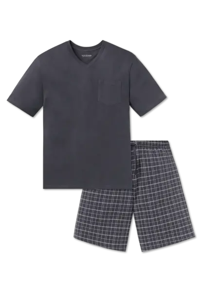 Schiesser heren shortama - Ebony Grey - Zomer pyjama maat 62 Schiesser heren shortama - Ebony Grey - Zomer pyjama maat 62