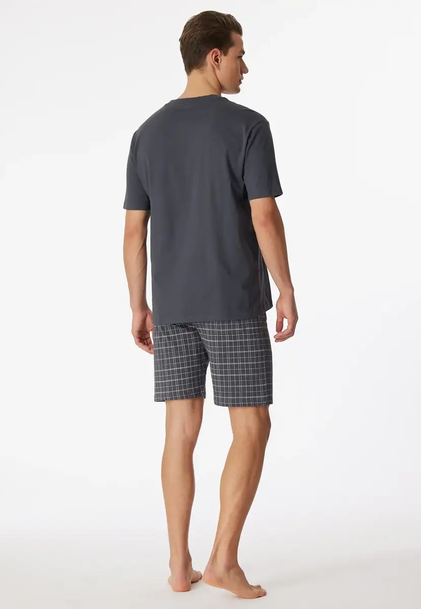 Schiesser heren shortama - Ebony Grey - Zomer pyjama maat 62