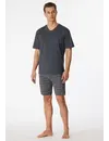 Schiesser heren shortama - Ebony Grey - Zomer pyjama maat 62