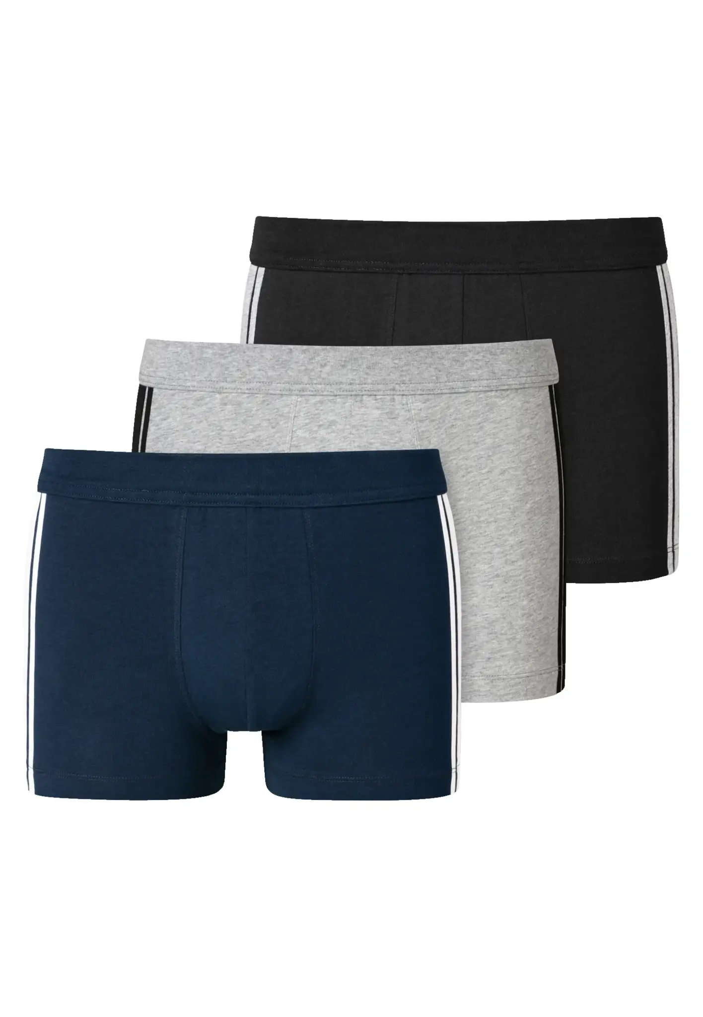 Schiesser 3-pack heren boxershort 95/5 - Stripe - Gestreept heren ondergoed - Blauw - Zwart - Combi
