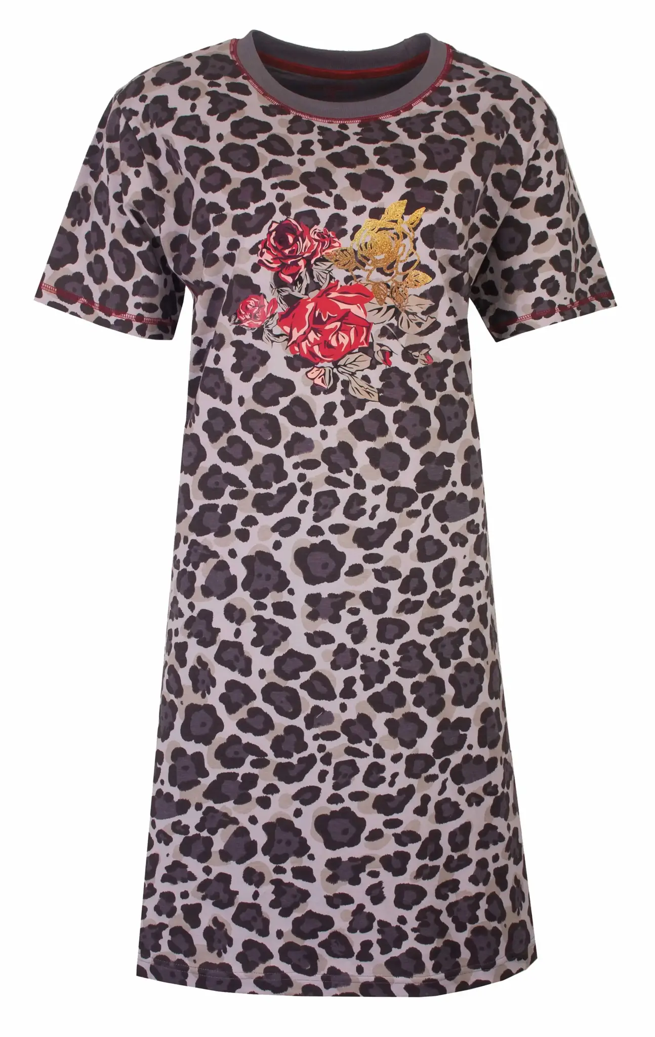 Irresistible dames nachthemd korte mouw - Camo Flower - Panter print nachtjapon