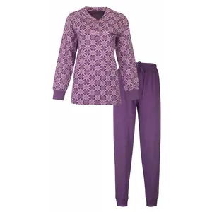 Medaillion dames pyjama lange mouw - Purple Flower - 100% katoenen paarse pyjama Medaillion dames pyjama lange mouw - Purple Flower - 100% katoenen paarse pyjama