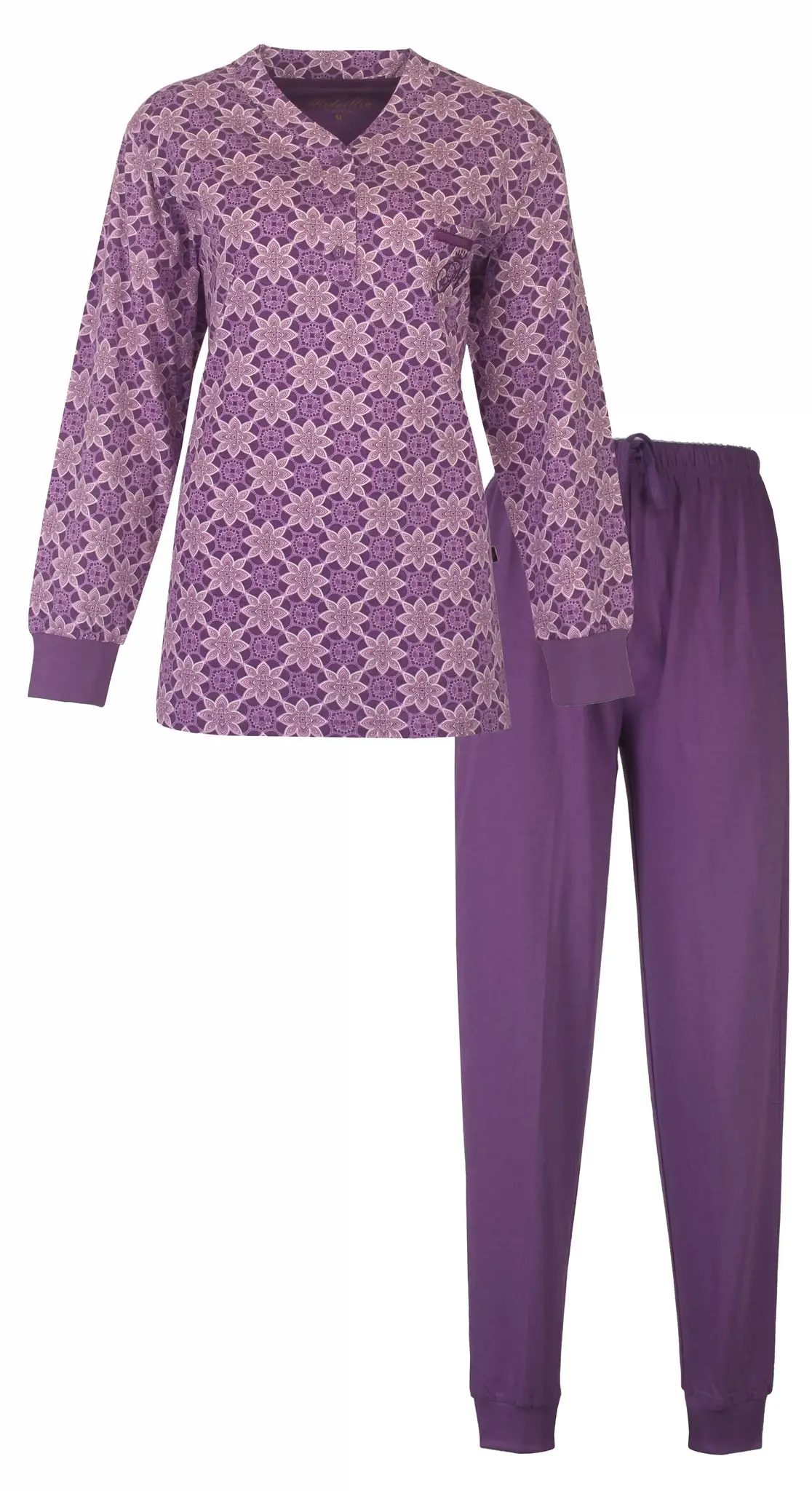 Medaillion dames pyjama lange mouw - Purple Flower Medaillion dames pyjama lange mouw - Purple Flower