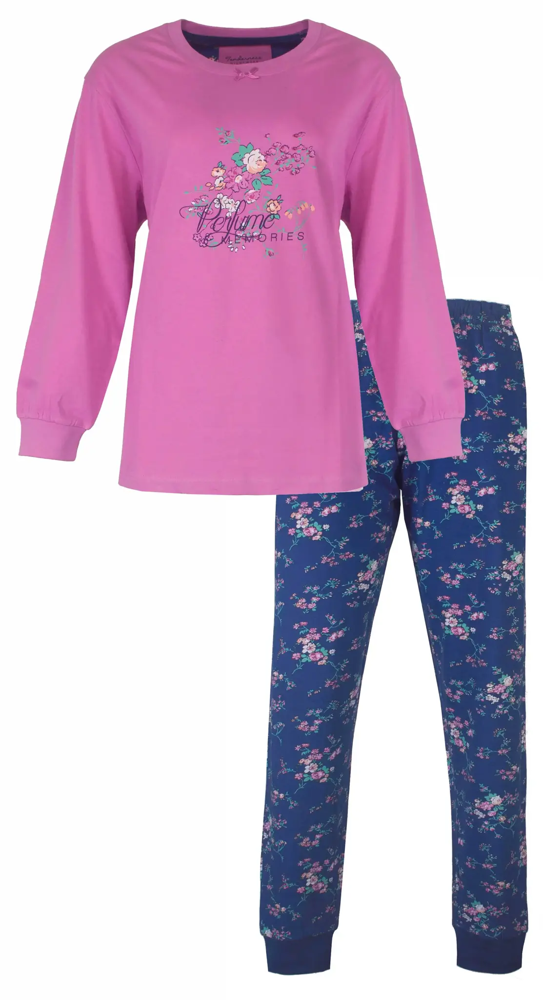 Tenderness roze dames pyjama Tricot - Pink Flower - Maat XXL