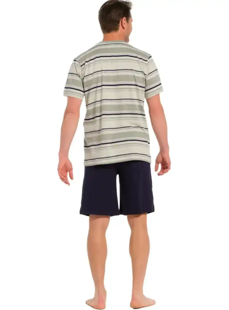 Pastunette heren shortama - Groen gestreept - Maat S