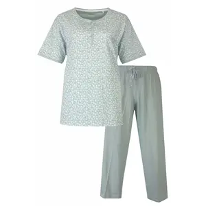 Tenderness dames shortama - Capri Pyjama - Classic - 100% katoenen zomer pyjama Tenderness dames shortama - Capri Pyjama - Classic - 100% katoenen zomer pyjama
