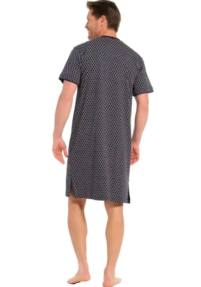 Pastunette Heren Nachthemd katoen - Blauw met print - Maat S