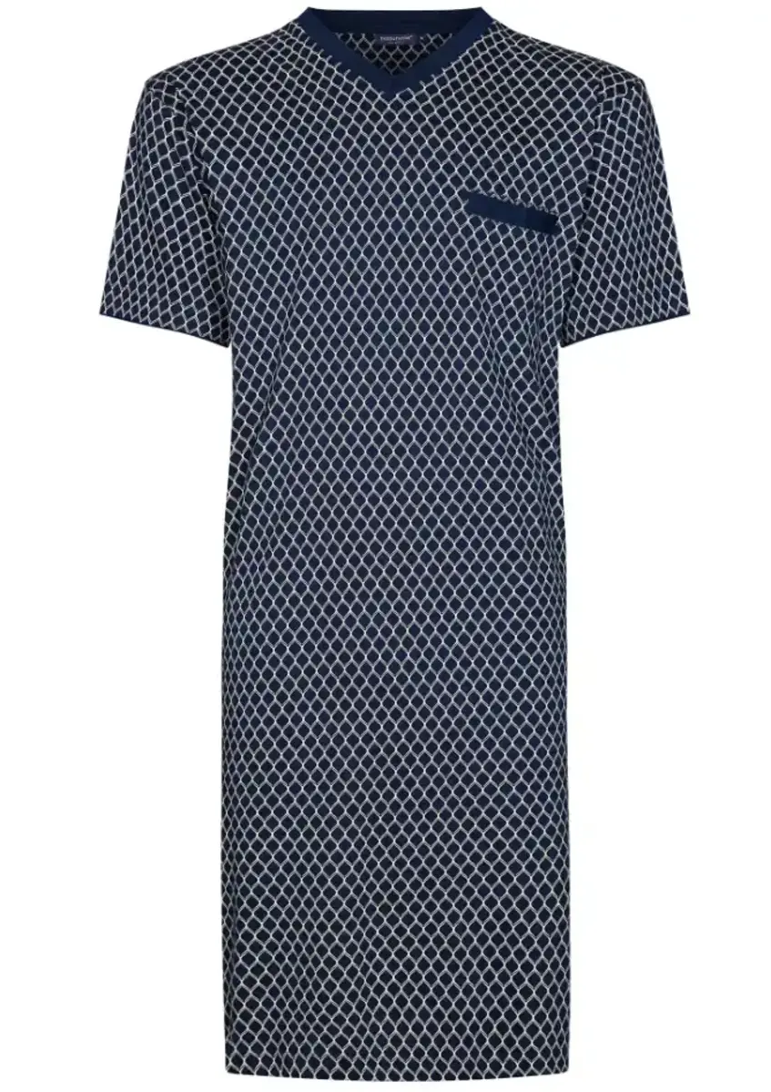 Pastunette Heren Nachthemd katoen - Blauw met print - Maat S