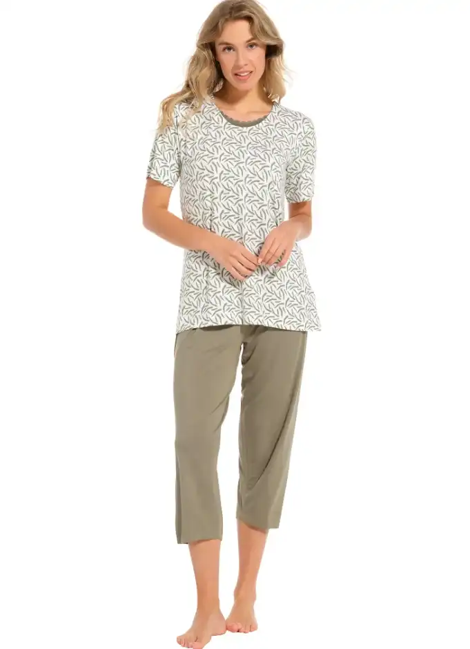Pastunette dames capri pyjama - Shortama - Groen - Maat 44