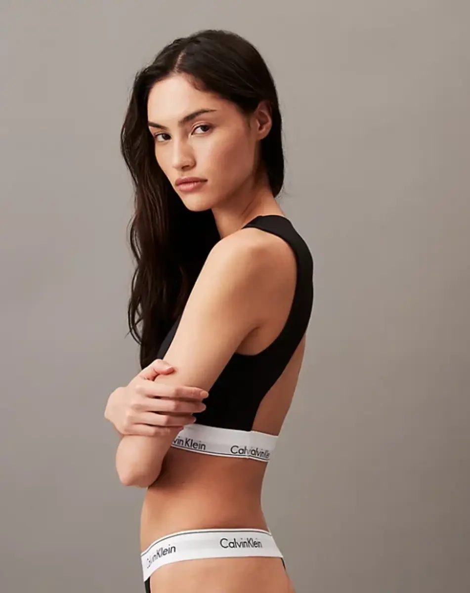 Calvin Klein Bralette met open rug - Katoenen BH top met hoge hals en open rug Calvin Klein Bralette met open rug - Katoenen BH top met hoge hals en open rug