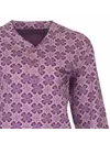 Medaillion dames pyjama lange mouw - Purple Flower - 100% katoenen paarse pyjama