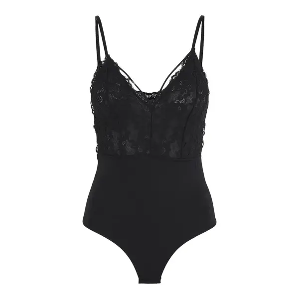 Pieces zwarte kanten body dames - Lace top Nichelle - kanten Bodysuit spaghetti bandjes - lingerie top Pieces zwarte kanten body dames - Lace top Nichelle - kanten Bodysuit spaghetti bandjes - lingerie top