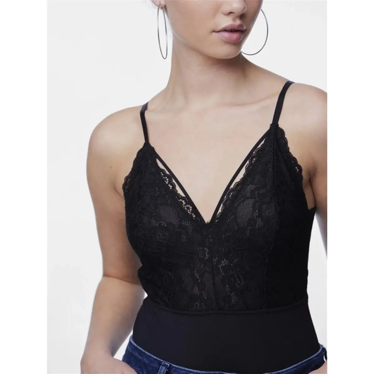 Pieces zwarte kanten body dames - Lace top Nichelle - kanten Bodysuit spaghetti bandjes - lingerie top Pieces zwarte kanten body dames - Lace top Nichelle - kanten Bodysuit spaghetti bandjes - lingerie top