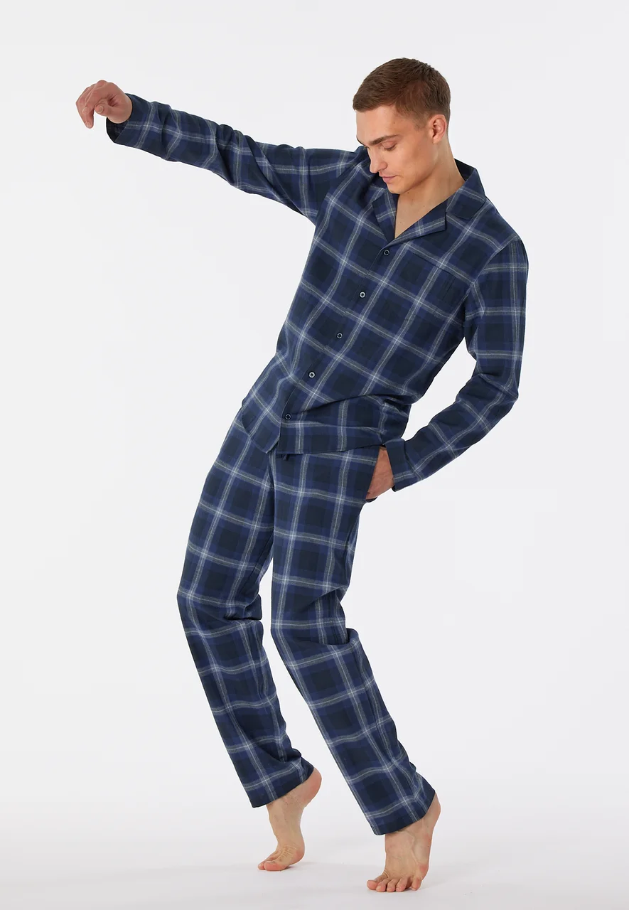 Schiesser heren lange pyjama 180276- Ruit