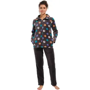 Rebelle dames huispak - Fleece - Coloured Dots - Warme 2-delig huispak