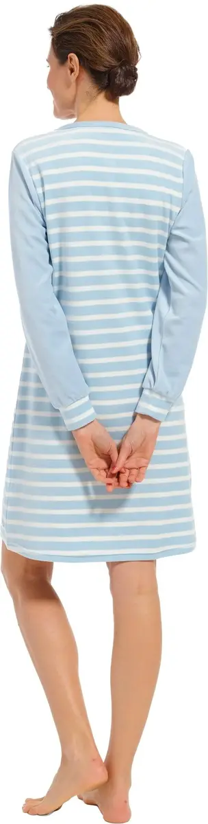 Pastunette badstof dames nachthemd - Blue Stone - Warme winter nachtjapon