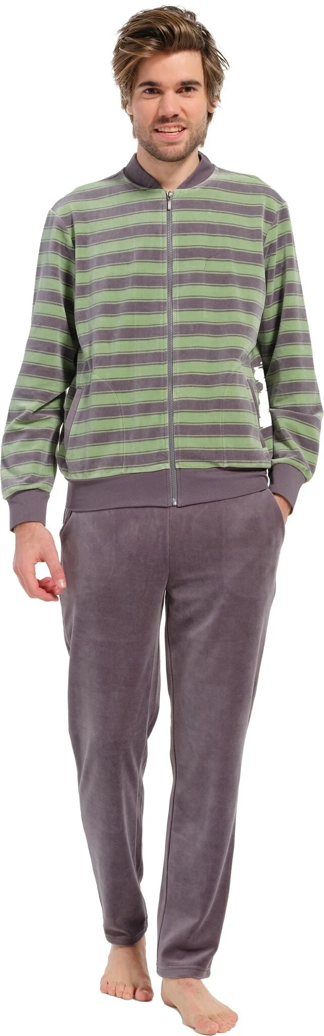 Pastunette heren Huispak Velours - Winter Green - Maat S