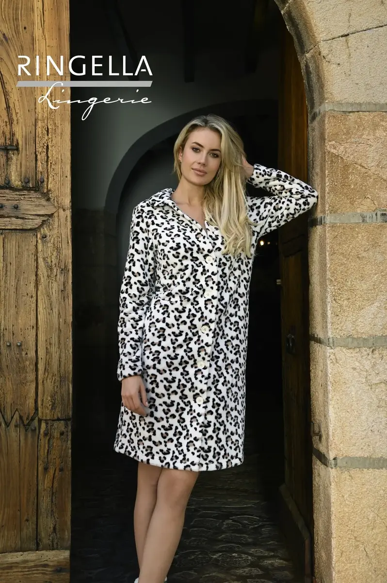 Ringella Fleece badjas dames - Panter Ringella Fleece badjas dames - Panter