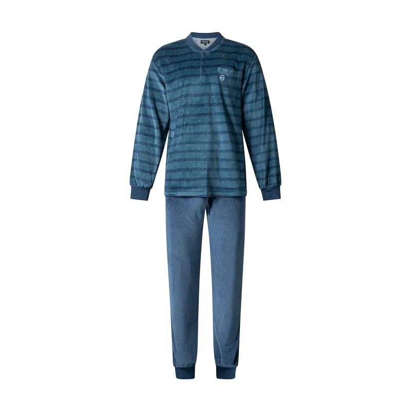 Outfitter velours heren pyjama - Warm Earth - Warme winter mannen pyjama