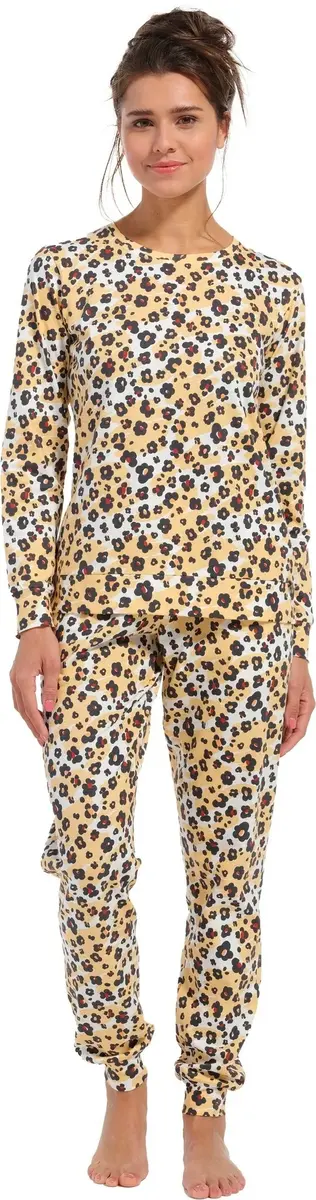 Rebelle dames pyjama - Yellow Panter - 100% katoenen panter pyjama