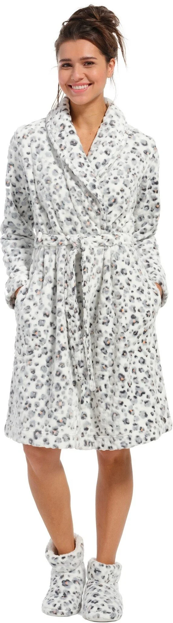 Rebelle dames Badjas Fleece ''Panter'' - Warme ochtendjas
