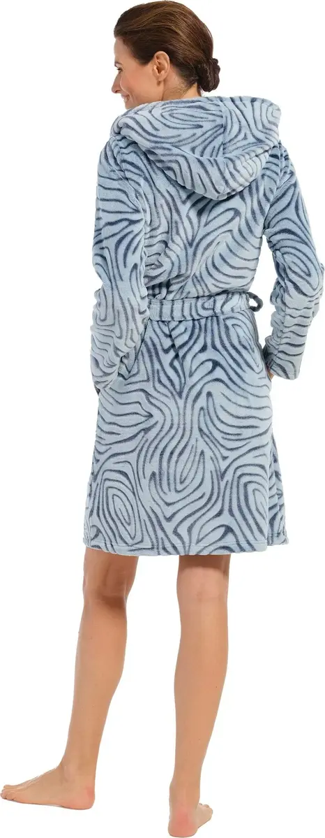 Pastunette dames fleece Badjas ''Zebra'' - Warme ochtendjas - Maat XXL