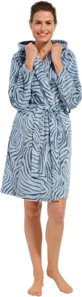 Pastunette dames fleece Badjas ''Zebra'' - Warme ochtendjas - Maat XXL