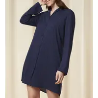 Triumph dames nachthemd Boyfriend - Knoopsluiting - lange mouw - blauw Triumph dames nachthemd Boyfriend - Knoopsluiting - lange mouw - blauw