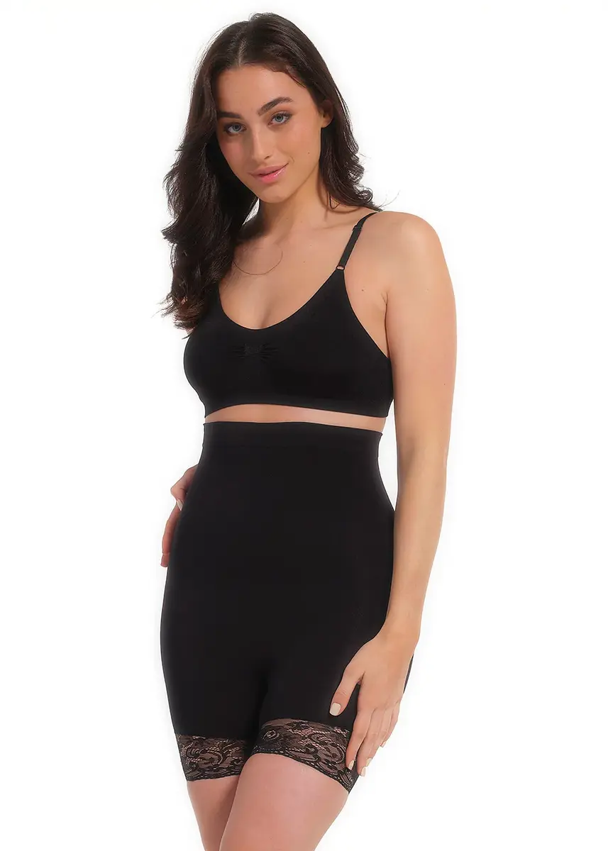 Magic hoge corrigerende boxershort met kant - Comfort shapewear correctie short met kant - Buik corrigerend Magic hoge corrigerende boxershort met kant - Comfort shapewear correctie short met kant - Buik corrigerend