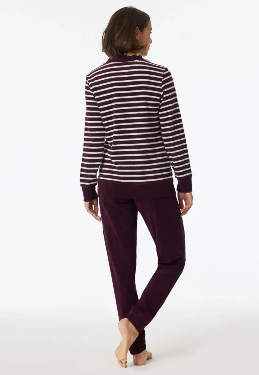 Schiesser dames pyjama badstof - Purple - Casual essentials - Warme winter pyjama