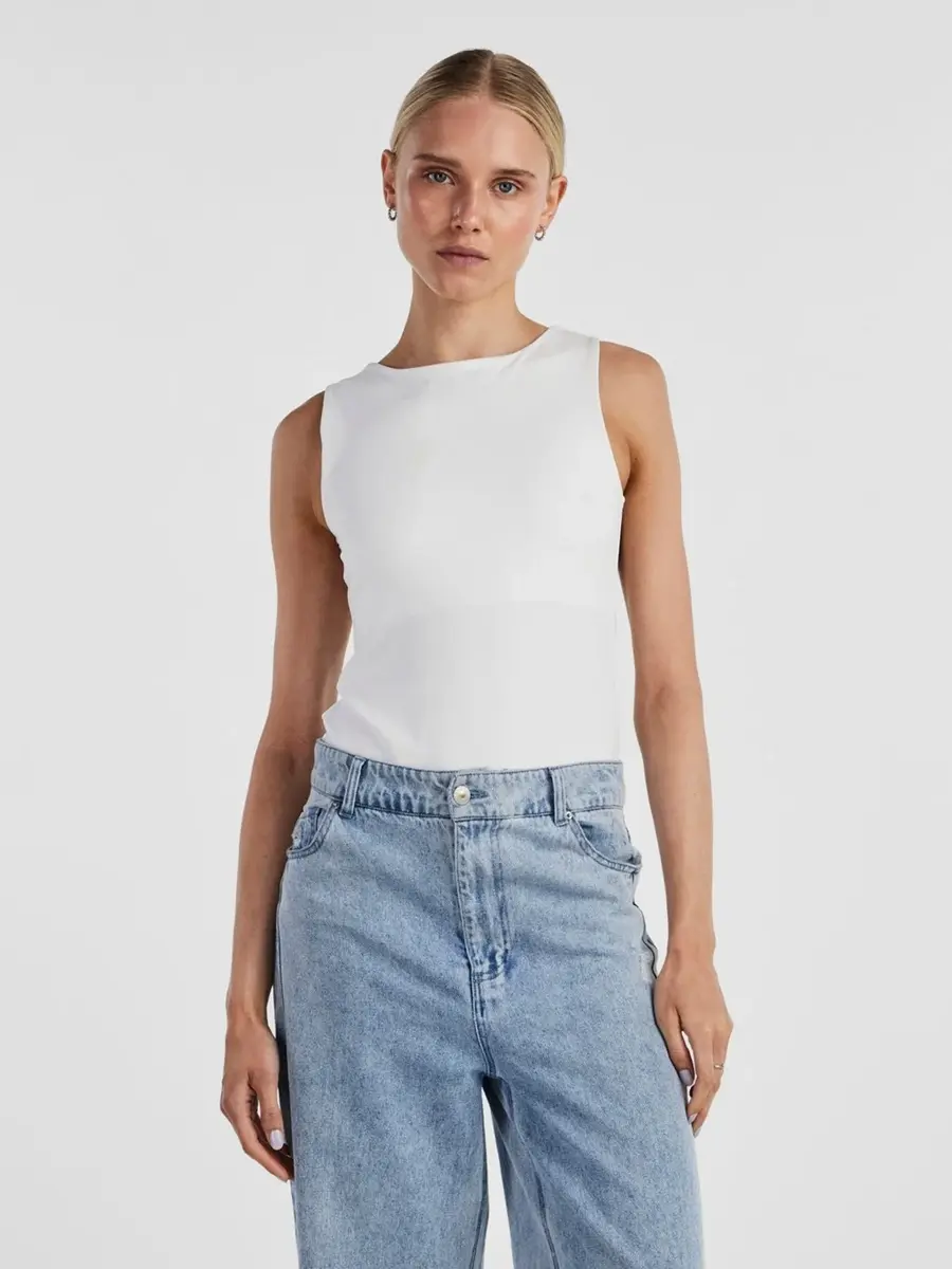 Pieces body hoge hals - Neja - Bodysuit mouwloos - Body zonder mouwen - Naadloos - witte body - zwarte body