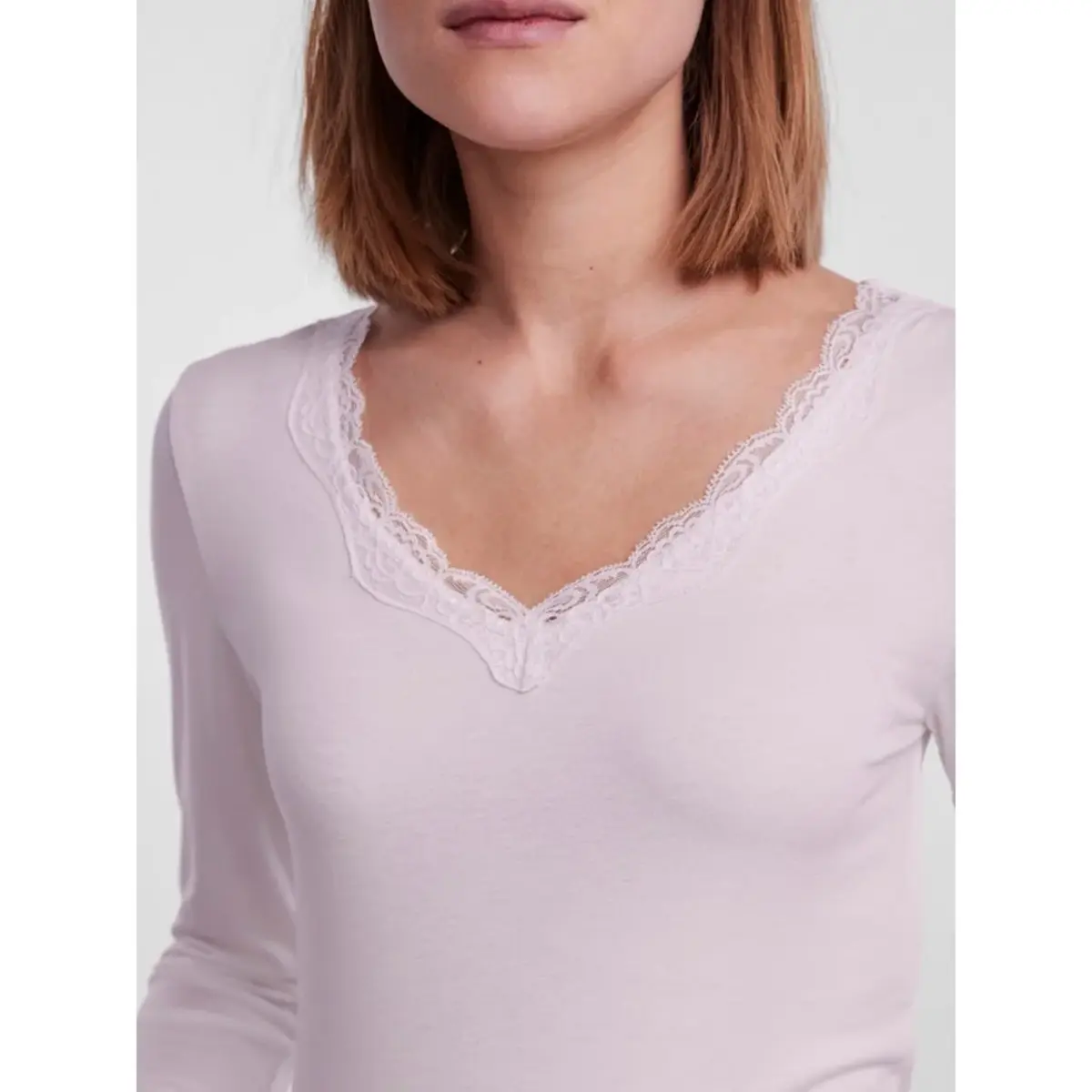 Pieces dames shirt Kant lange mouw - Barbera - Kanten dames ondershirt - Viscose Pieces dames shirt Kant lange mouw - Barbera - Kanten dames ondershirt - Viscose