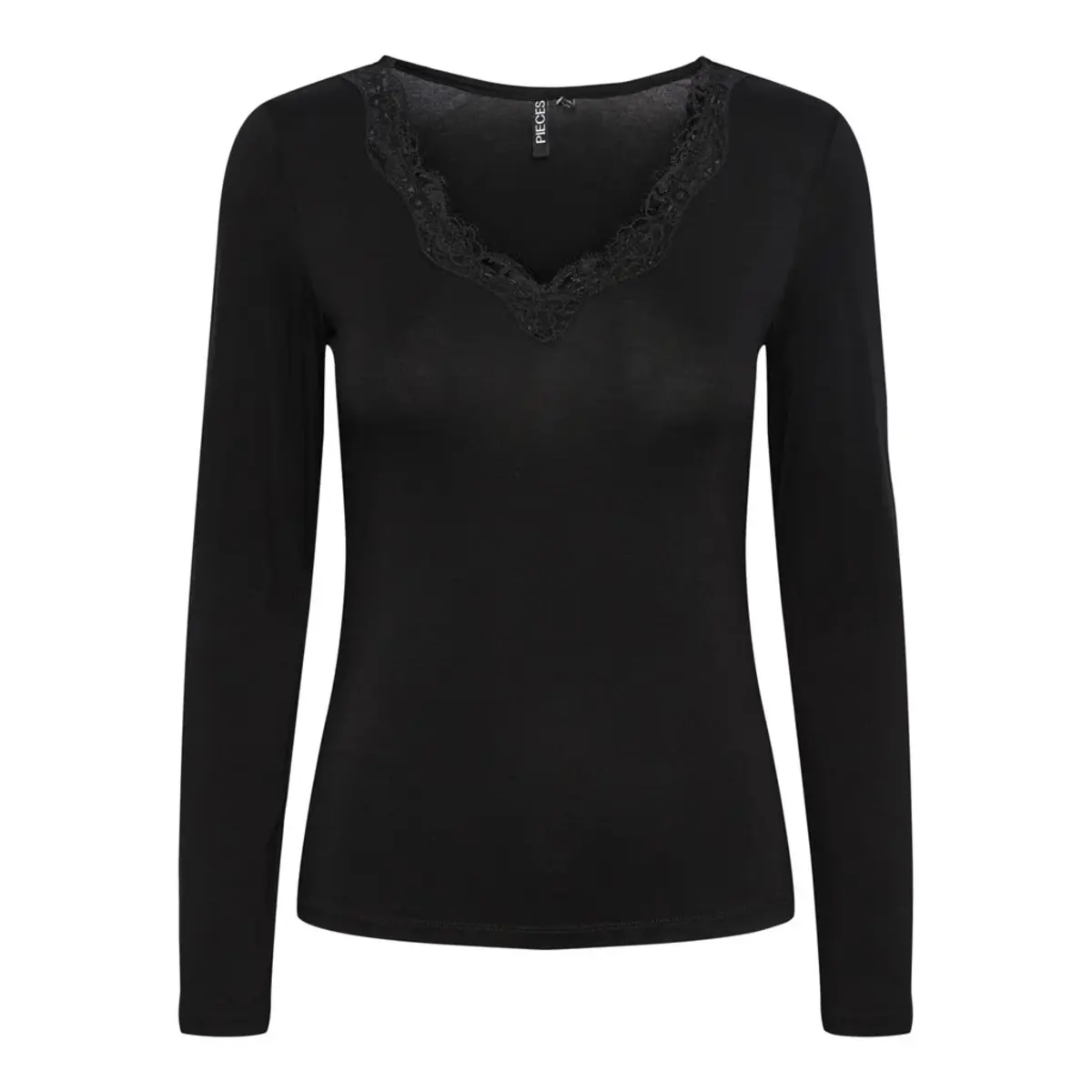 Pieces dames shirt Kant lange mouw - Barbera - Kanten dames ondershirt - Viscose Pieces dames shirt Kant lange mouw - Barbera - Kanten dames ondershirt - Viscose