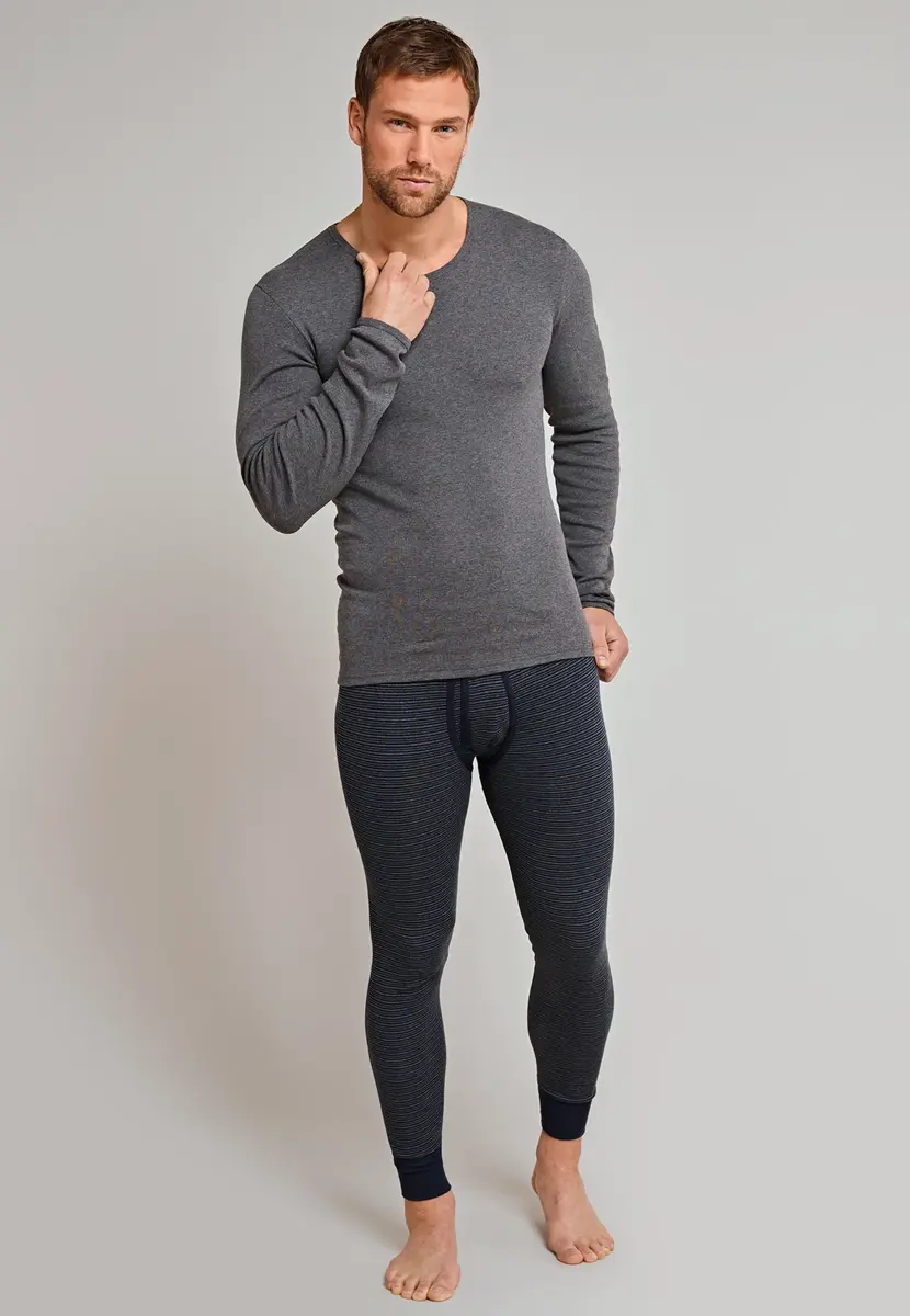 Schiesser heren Onderbroek lang met gulp - Katoen - 100% katoenen pantalon met sluiting donkerblauw