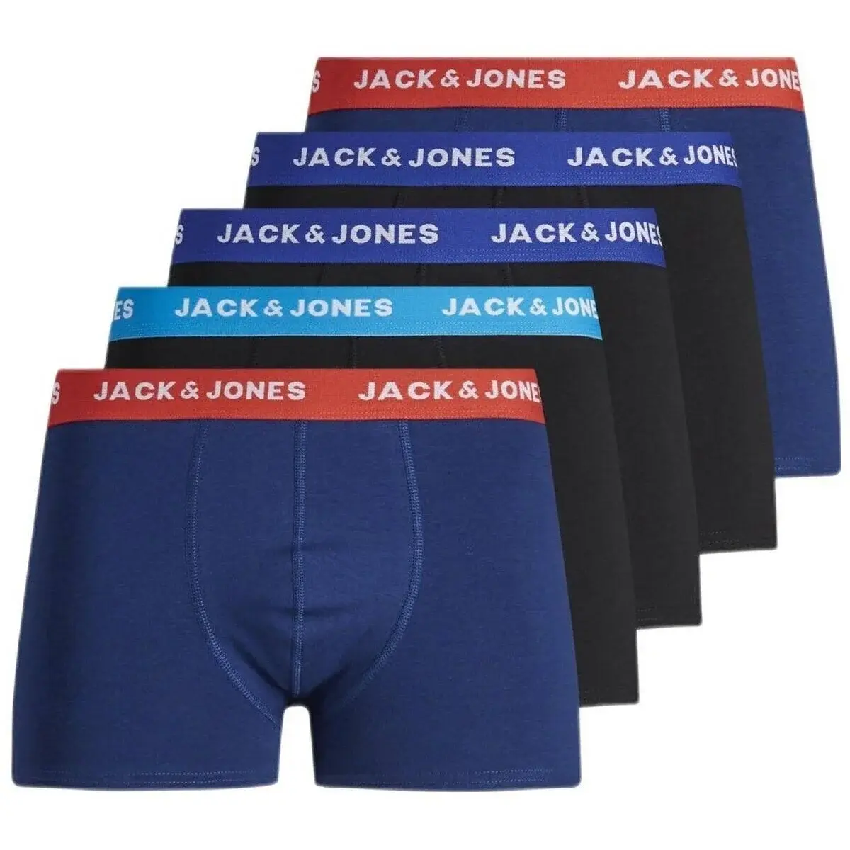 Jack & Jones 5-pack jongens boxershorts - Surf the web - Katoenen jongens onderbroeken - Blauw en zwart