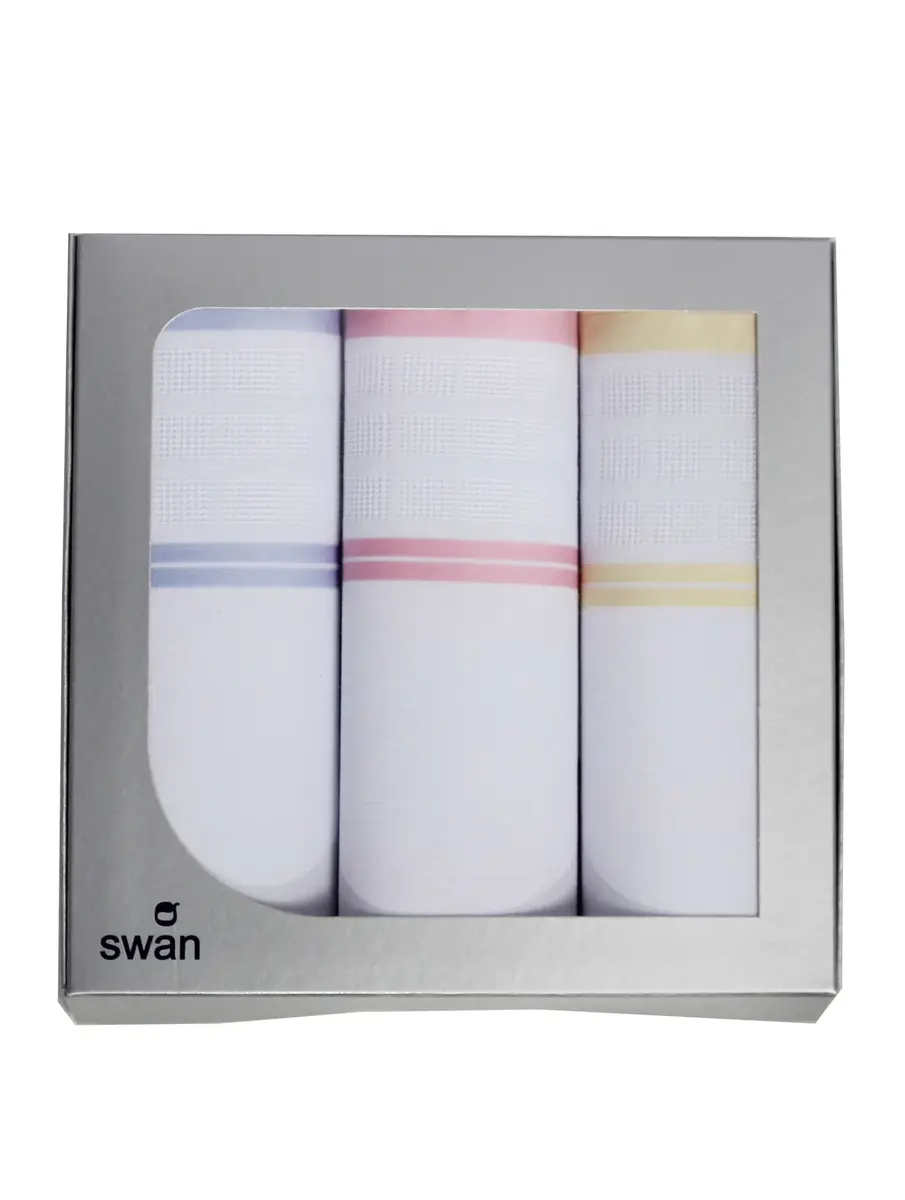 Swan Dames zakdoeken Summer 3-pak - Cadeauverpakking katoenen zakdoeken