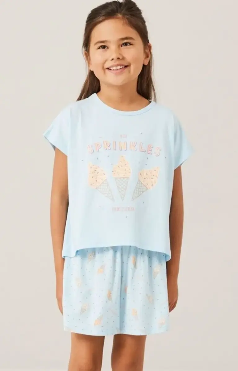 Name-It meisjes shortama - Icecream - Katoenen zomer pyjama korte broek