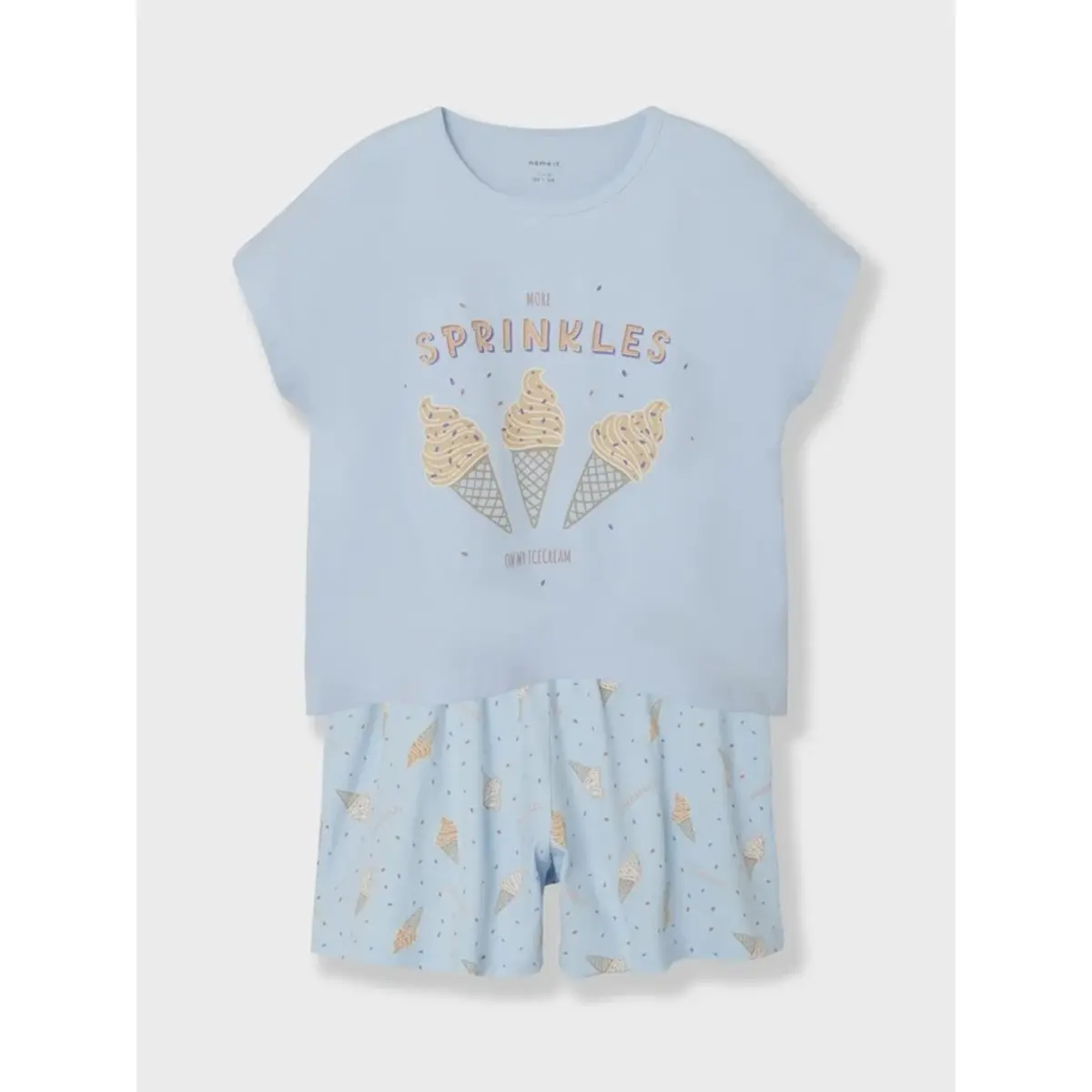 Name-It meisjes shortama - Icecream - Katoenen zomer pyjama korte broek