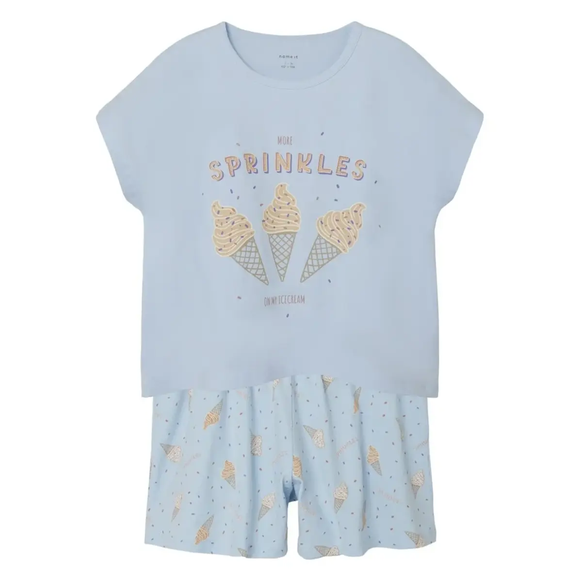 Name-It meisjes shortama - Icecream - Katoenen zomer pyjama korte broek