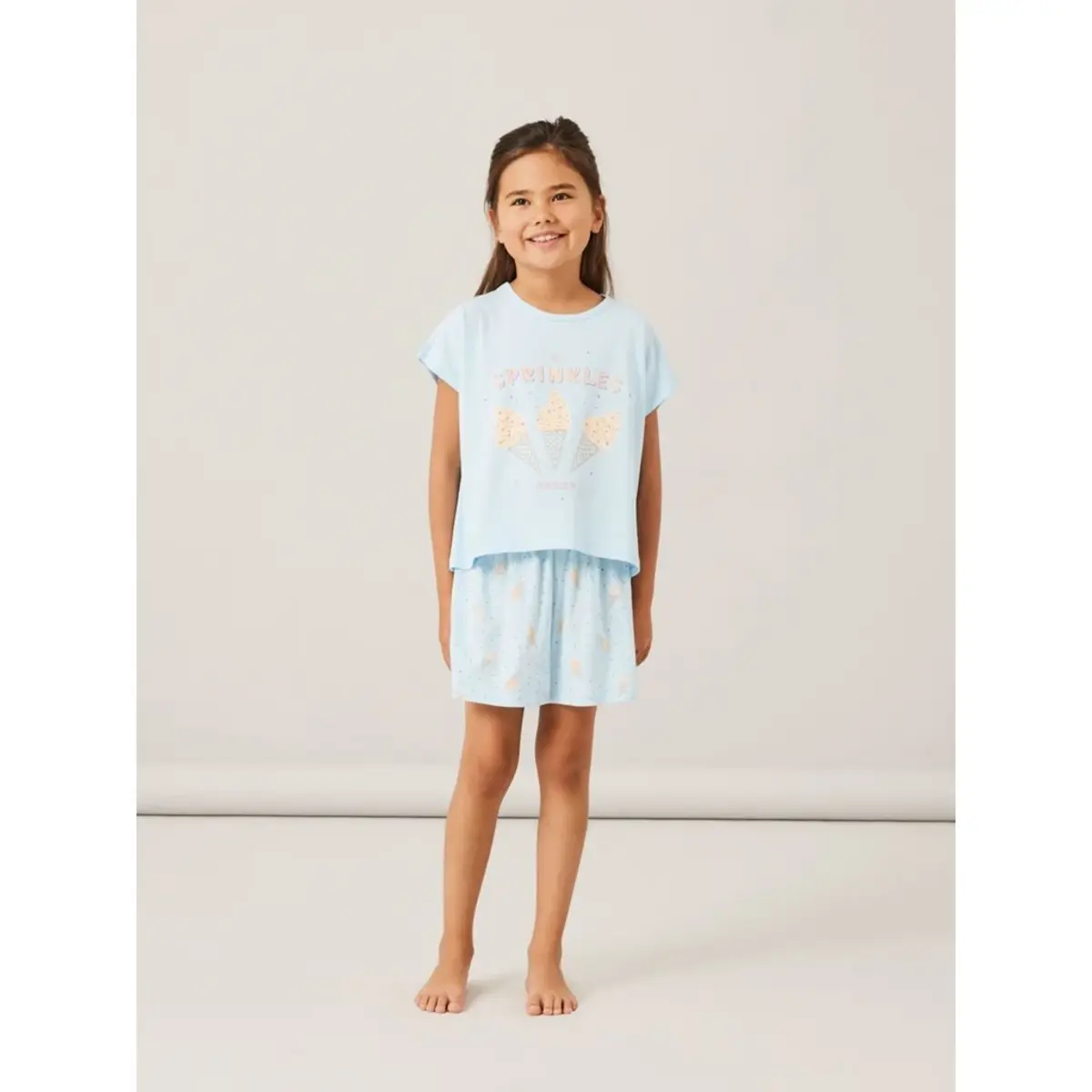 Name-It meisjes shortama - Icecream - Katoenen zomer pyjama korte broek