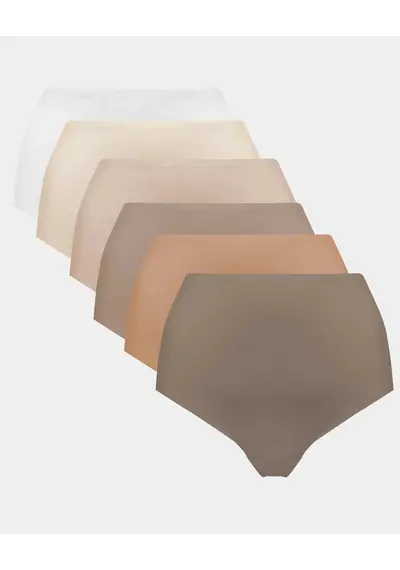 Magic 6-pak Naadloos dames taille slip  - Skintones