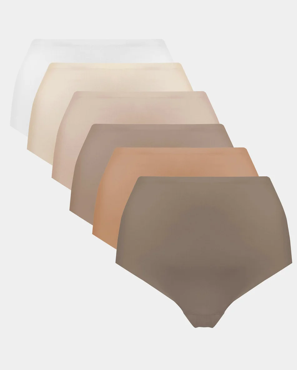 Magic 6-pak Naadloos dames taille slip - Skintones - Multipack dames naadloze onderbroeken - Seamless