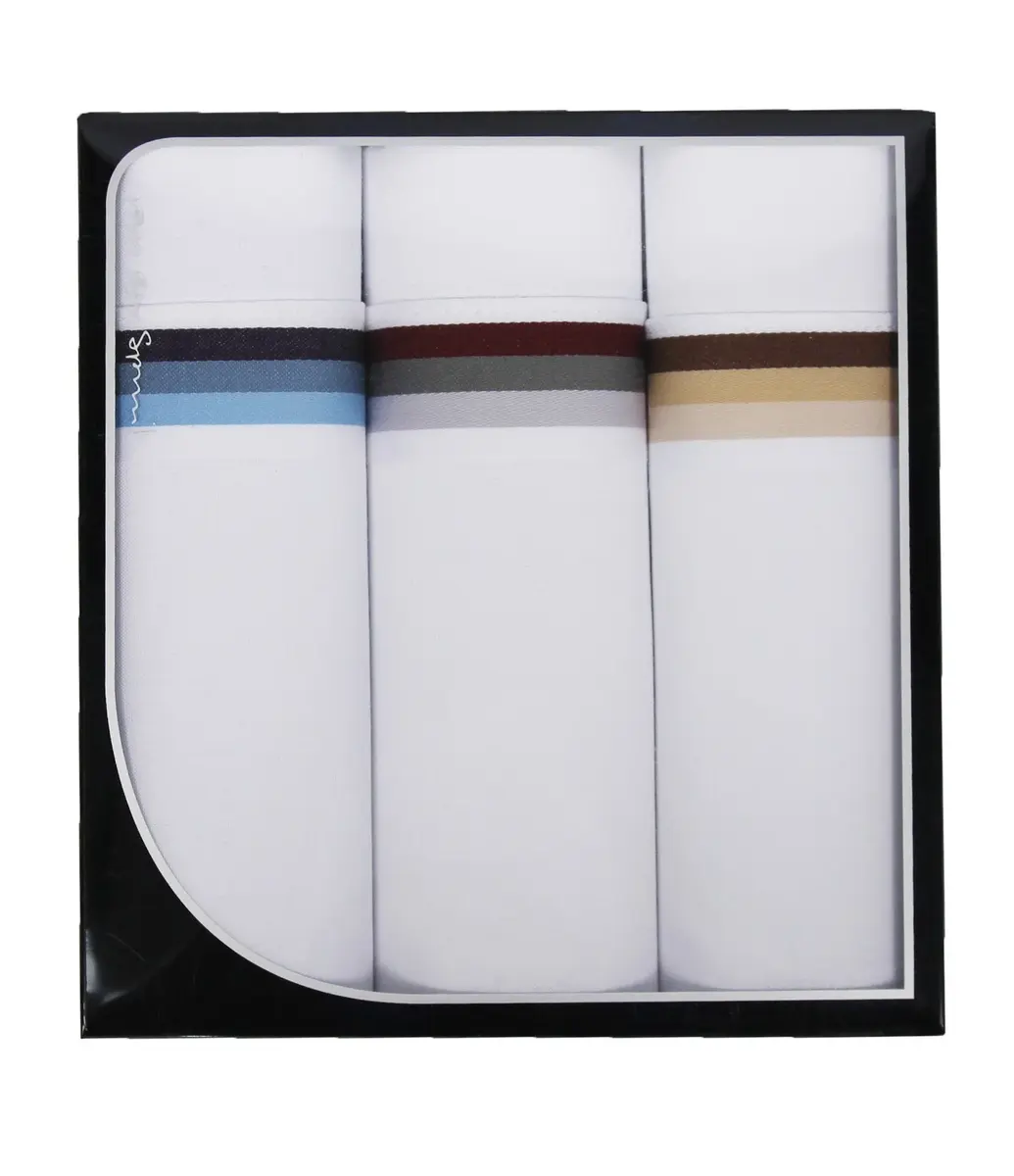 Swan 3-pack - Heren zakdoeken, Vintage White - Cadeauverpakking katoenen zakdoeken