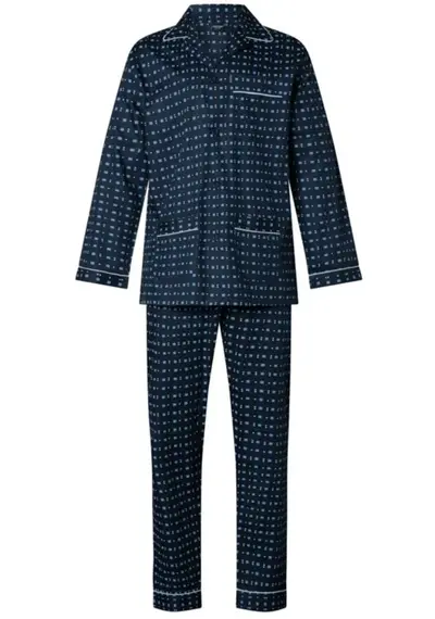 Gentlemen katoenen heren pyjama - 94.20 - Donkerblauw Gentlemen katoenen heren pyjama - 94.20 - Donkerblauw
