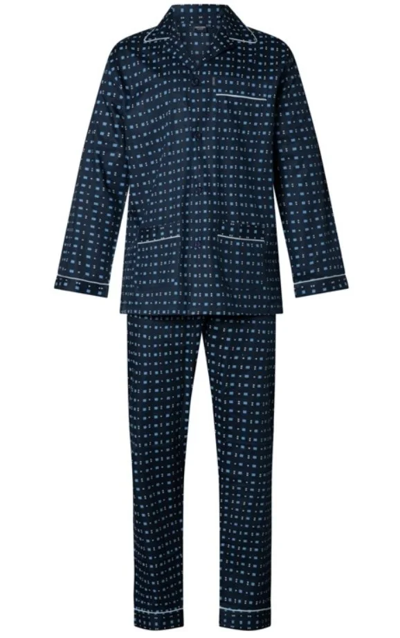 Gentlemen katoenen heren pyjama Knoopsluiting - 94.20 - Donkerblauw