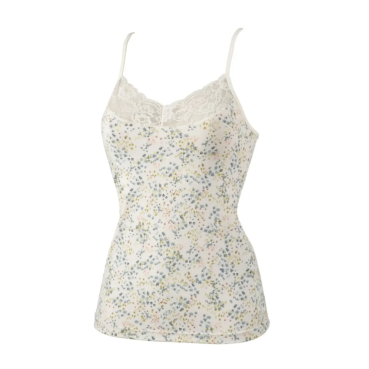 Avet dames hemd microfiber - Bloemen - Cava - Creme onderhemd spaghetti bandjes Avet dames hemd microfiber - Bloemen - Cava - Creme onderhemd spaghetti bandjes