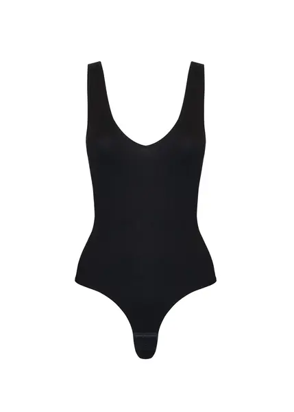 Magic zwarte stringbody mouwloos - Everybody V-neck - Naadloze body brede bandjes Magic zwarte stringbody mouwloos - Everybody V-neck - Naadloze body brede bandjes