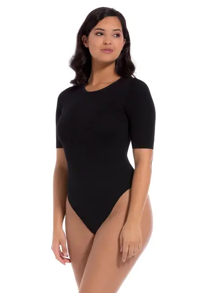 Magic zwarte stringbody korte mouw - Everybody shortsleeve - Bodysuit die niet doorschijnt - Naadloos - Ronde hals