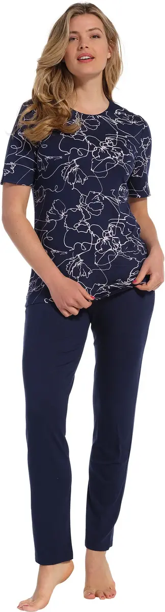Pastunette capri dames pyjama Korte mouw - Blue Flower - Viscose