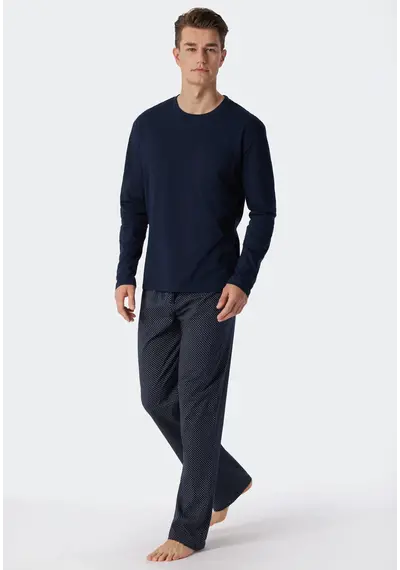Schiesser heren pyjama extra lang - Blauw - NOS Schiesser heren pyjama extra lang - Blauw - NOS
